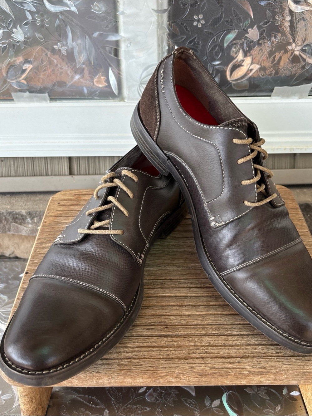 Original Penguin Men's Dark Brown Leather Lace-Up Oxfords Sz 11